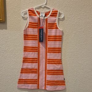 Toobydoo Vibrant Striped Dress in Pink and Orange